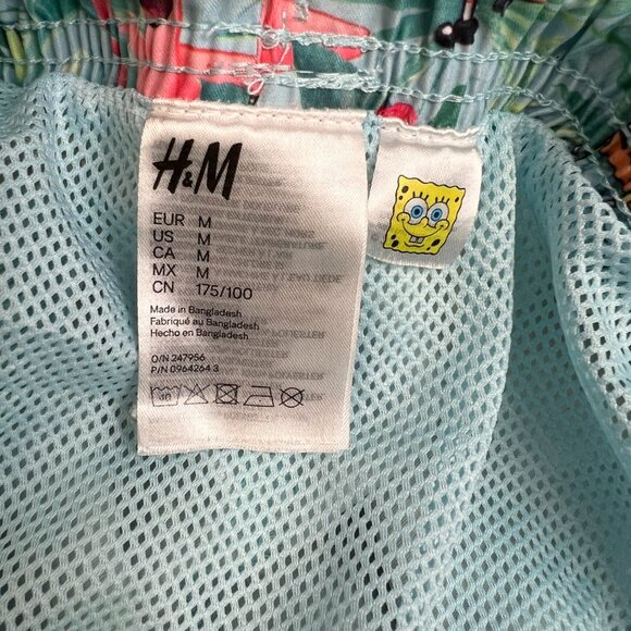 Spongebob Swim Trunk Men Medium Back Pocket Tropical Surf 28 H&M Beach Pool Core - Picture 8 of 10